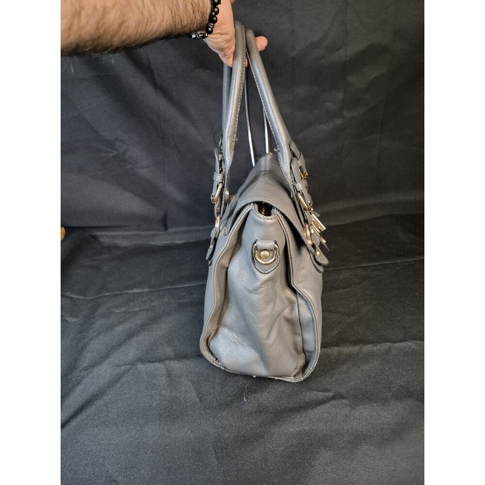 Coach Gray Leather Satchel with Gold Hardware - Picture 12 of 14